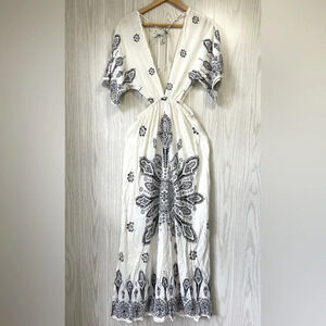 Asos Design Placement Bandana Print Kimono Plunge Maxi Beach Dress Size 2 NWT